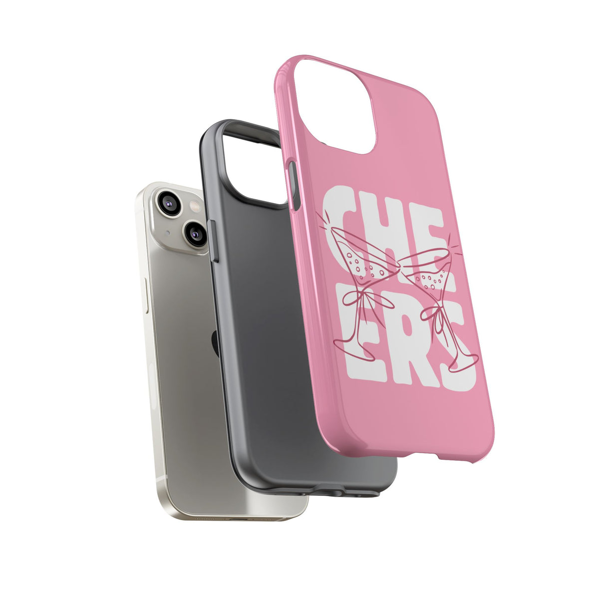 Cheers Phone Case — Pink Martini Glasses Bold Bubblegum