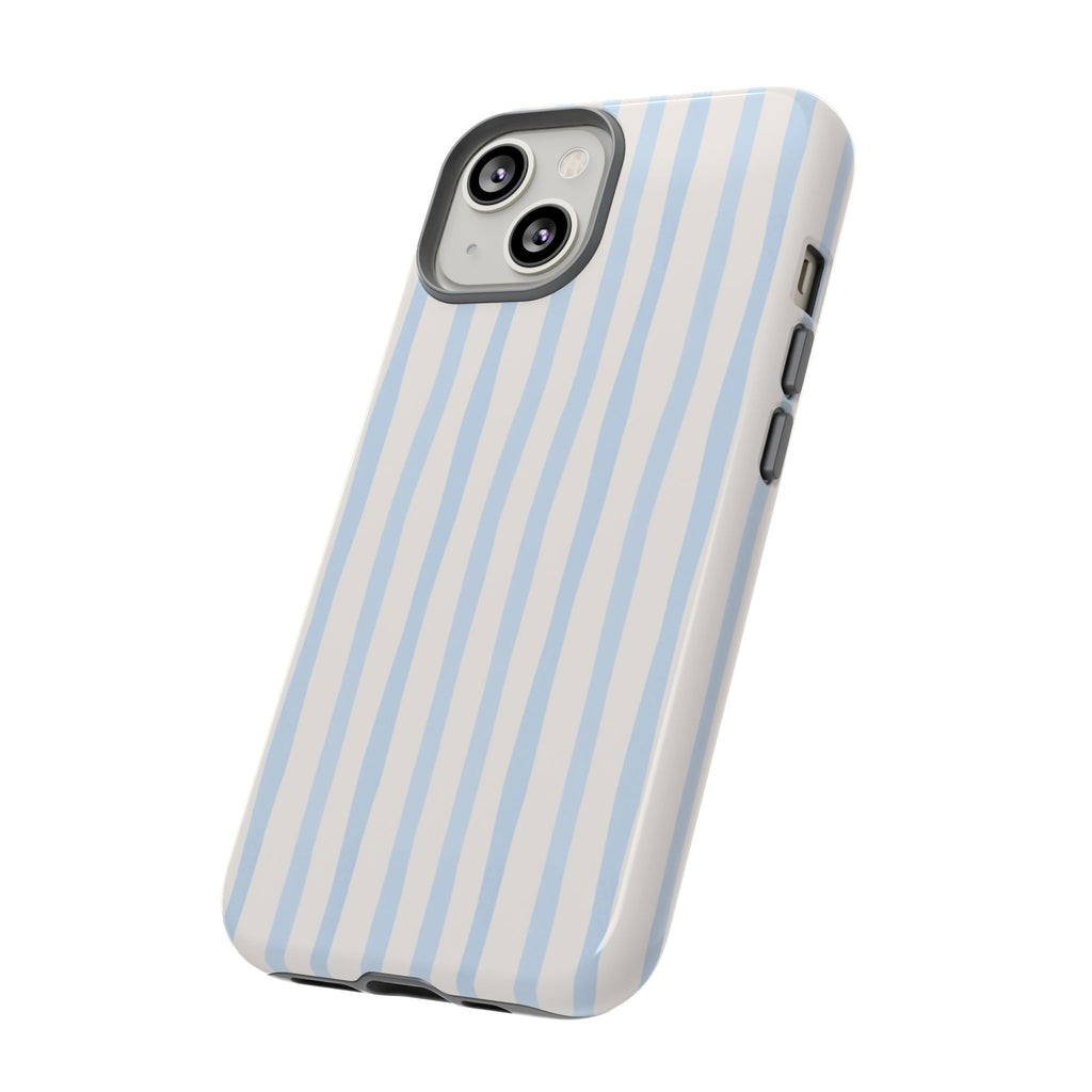 Baby Blue Stripe Phone Case — Soft Wavy Lines Cream Aesthetic