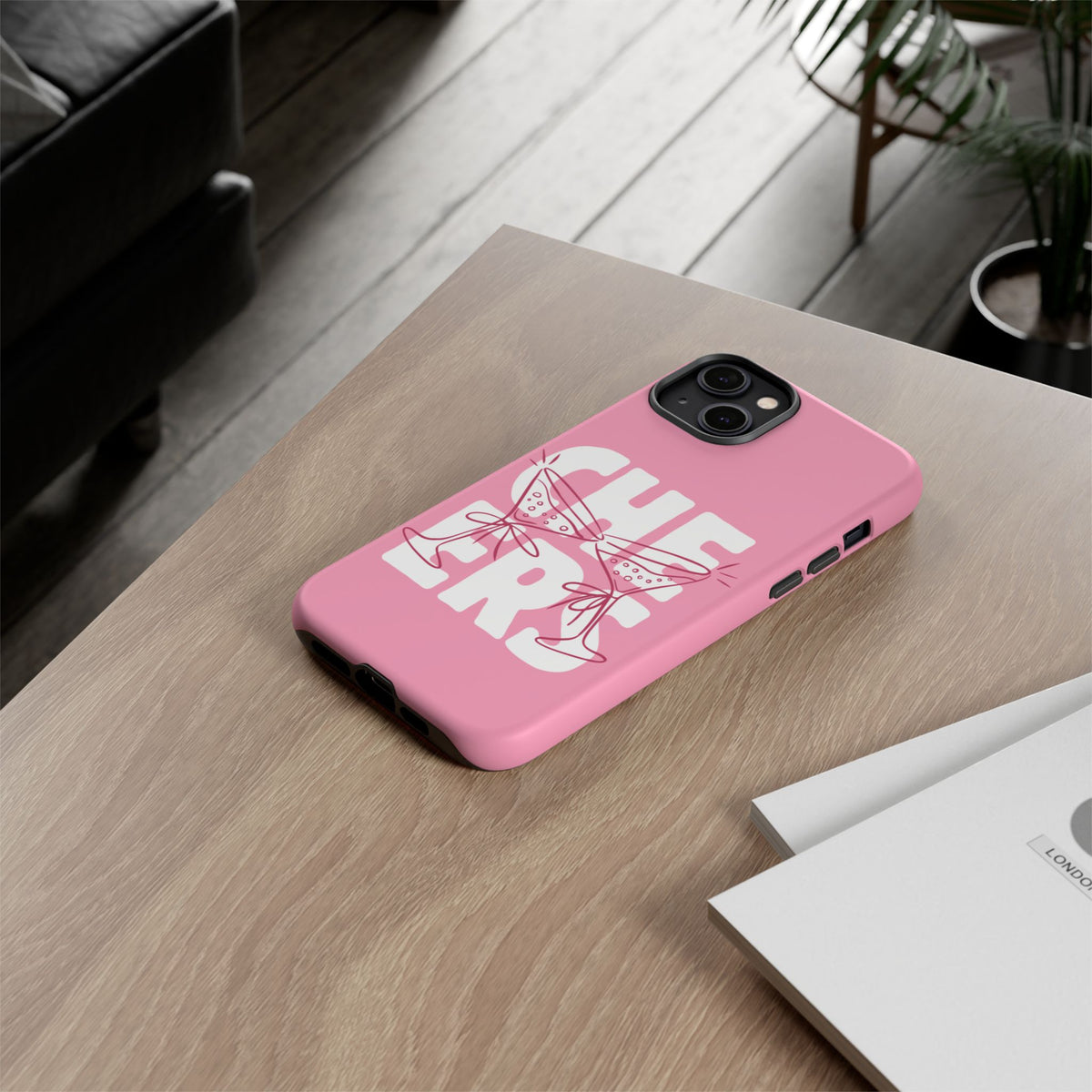 Cheers Phone Case — Pink Martini Glasses Bold Bubblegum