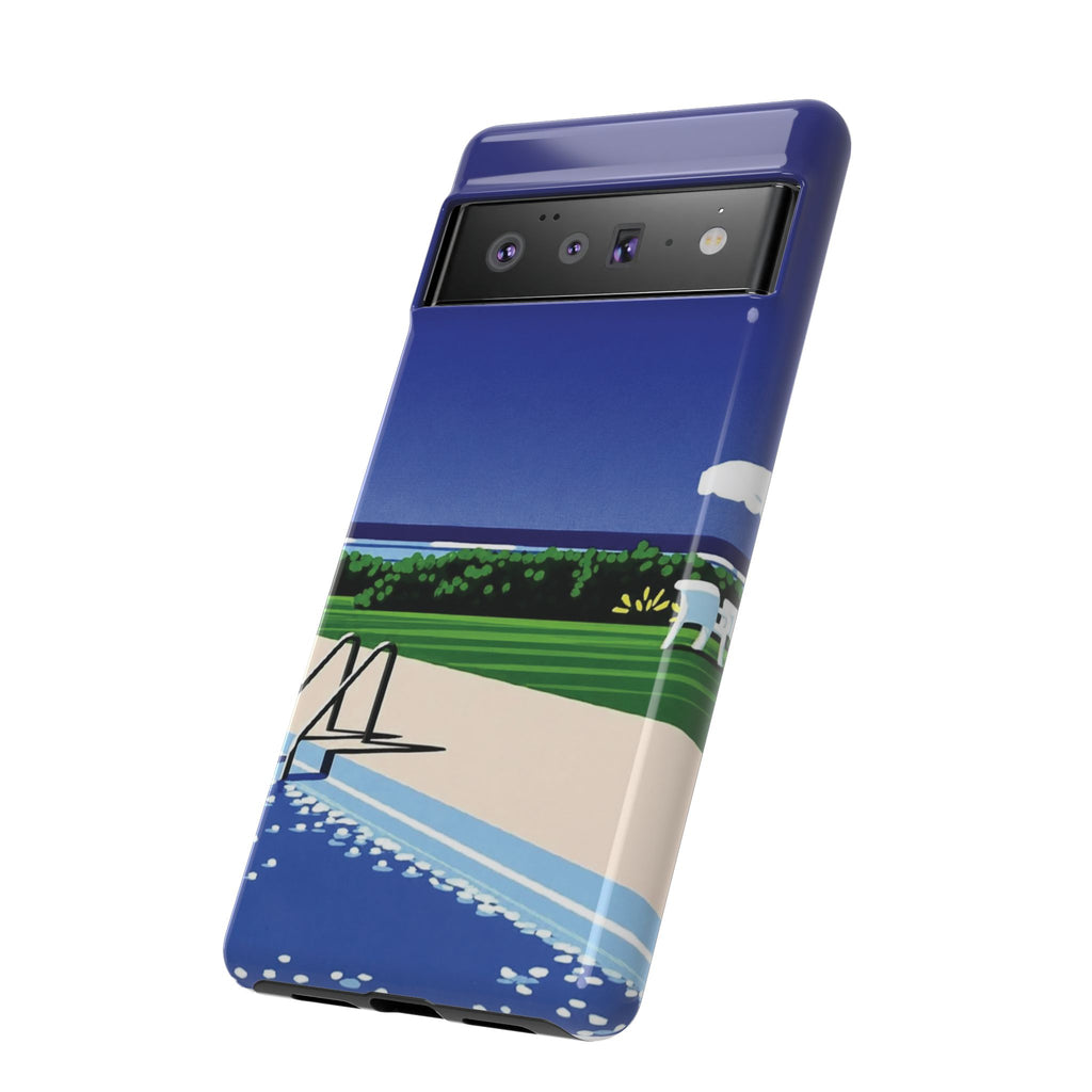 Poolside Phone Case — Bold Blue Summer Art Illustration