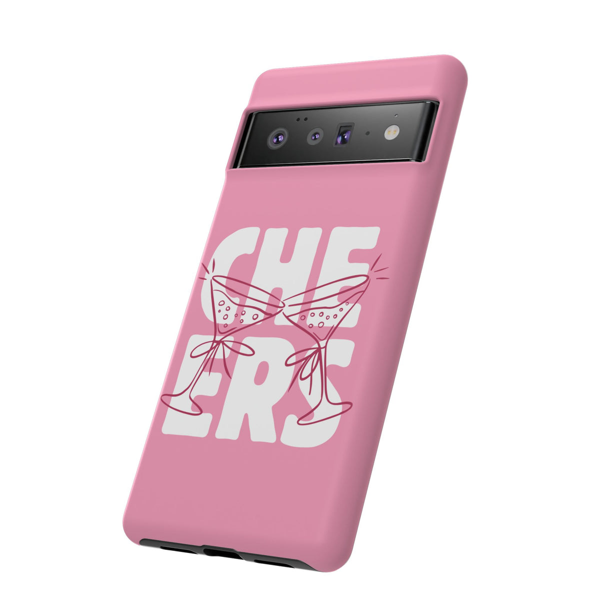 Cheers Phone Case — Pink Martini Glasses Bold Bubblegum