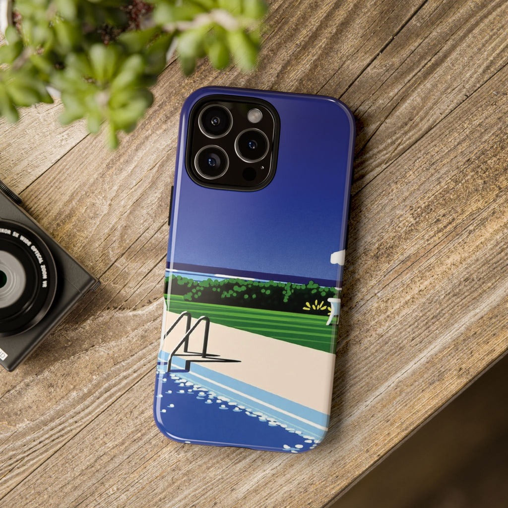 Poolside Phone Case — Bold Blue Summer Art Illustration