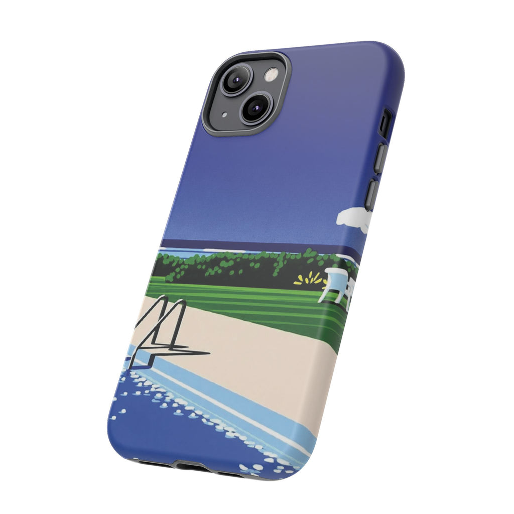 Poolside Phone Case — Bold Blue Summer Art Illustration