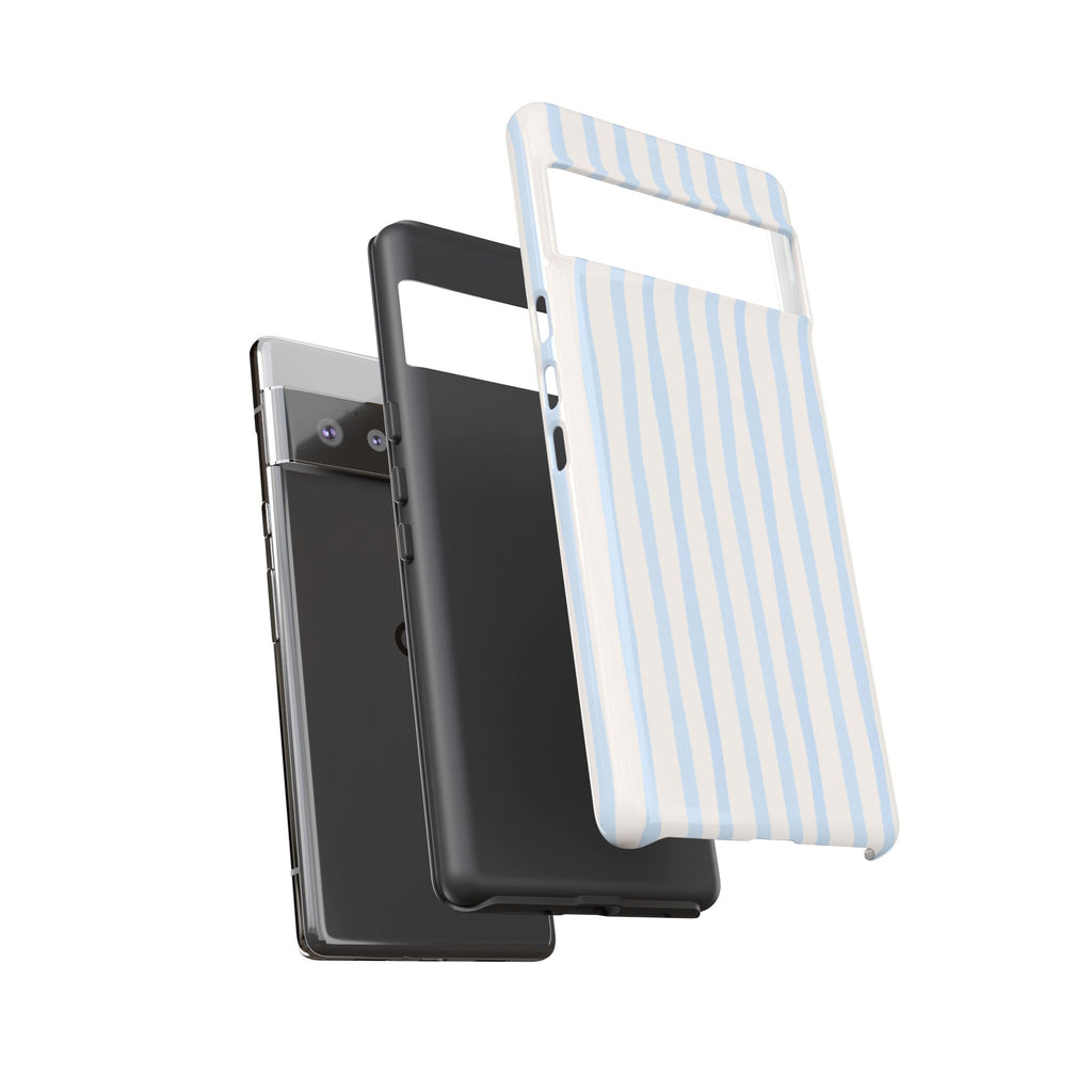 Baby Blue Stripe Phone Case — Soft Wavy Lines Cream Aesthetic