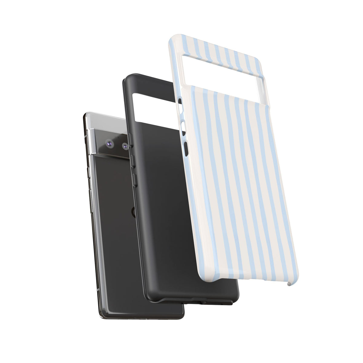 Baby Blue Stripe Phone Case — Soft Wavy Lines Cream Aesthetic