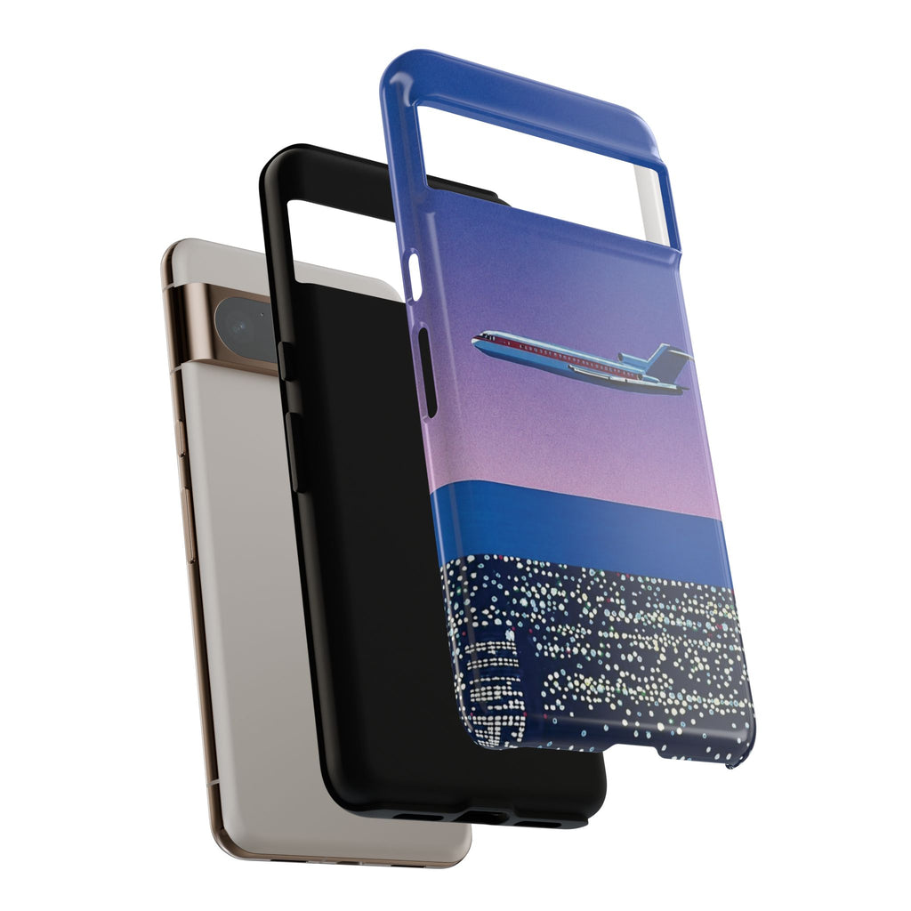 Retro Airplane Phone Case — Purple Night City Vintage Art