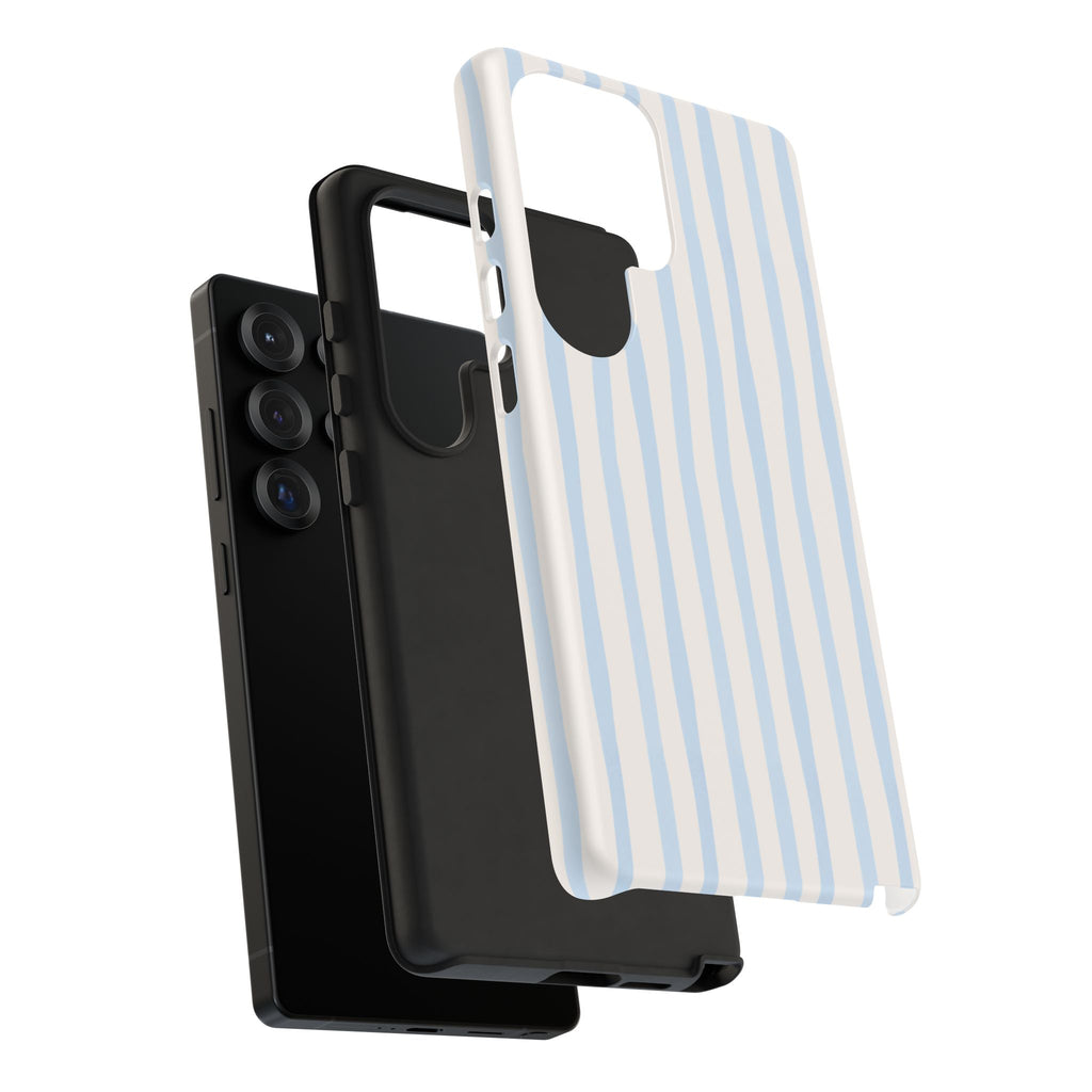Baby Blue Stripe Phone Case — Soft Wavy Lines Cream Aesthetic