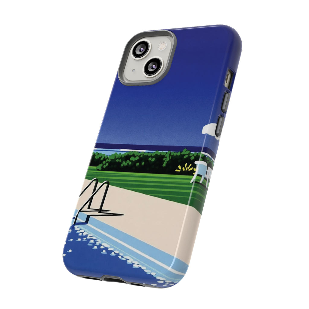 Poolside Phone Case — Bold Blue Summer Art Illustration