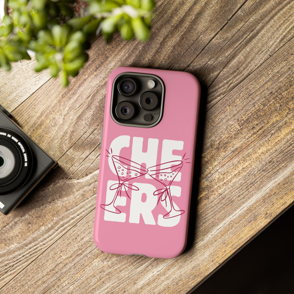Cheers Phone Case — Pink Martini Glasses Bold Bubblegum