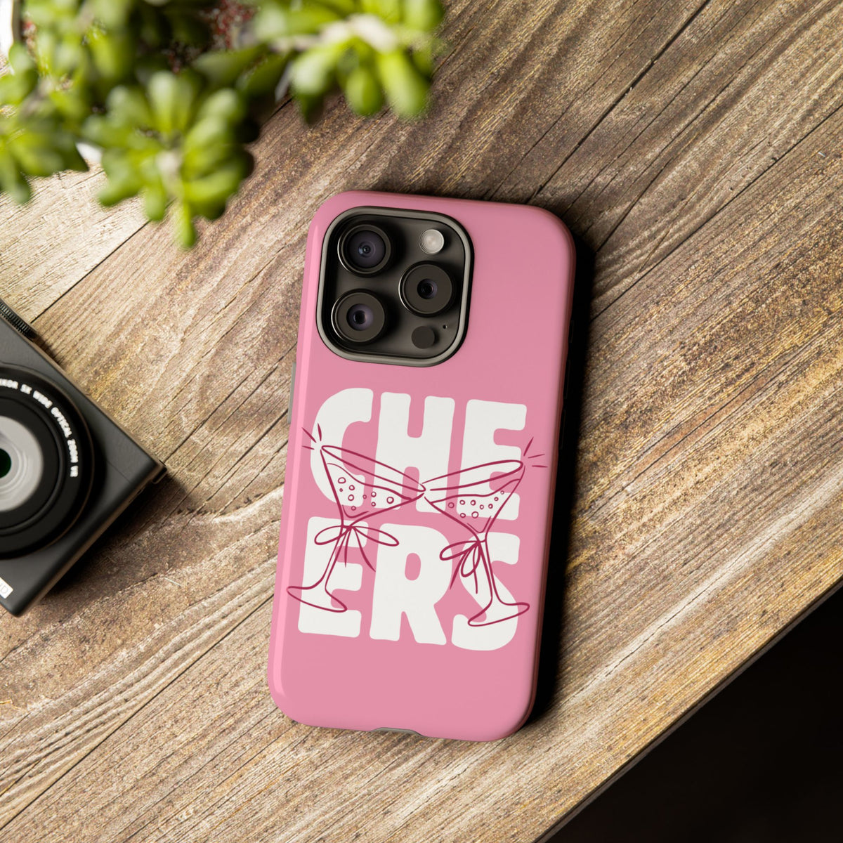 Cheers Phone Case — Pink Martini Glasses Bold Bubblegum