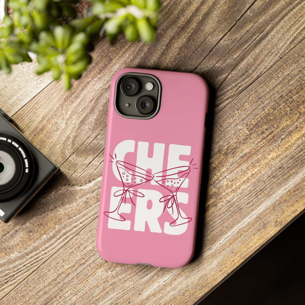 Cheers Phone Case — Pink Martini Glasses Bold Bubblegum