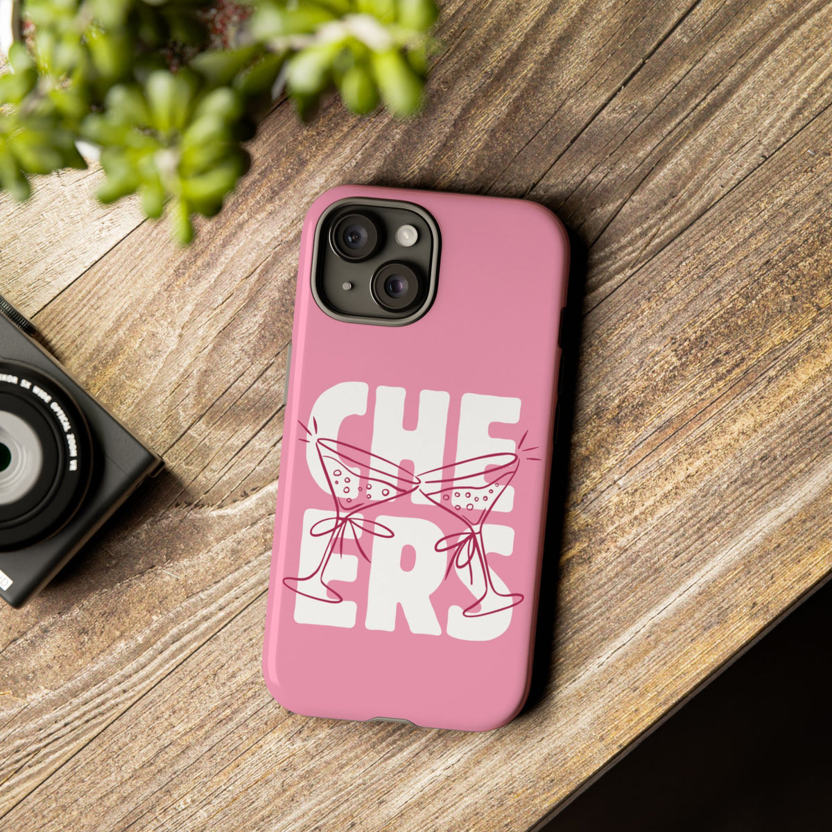 Cheers Phone Case — Pink Martini Glasses Bold Bubblegum
