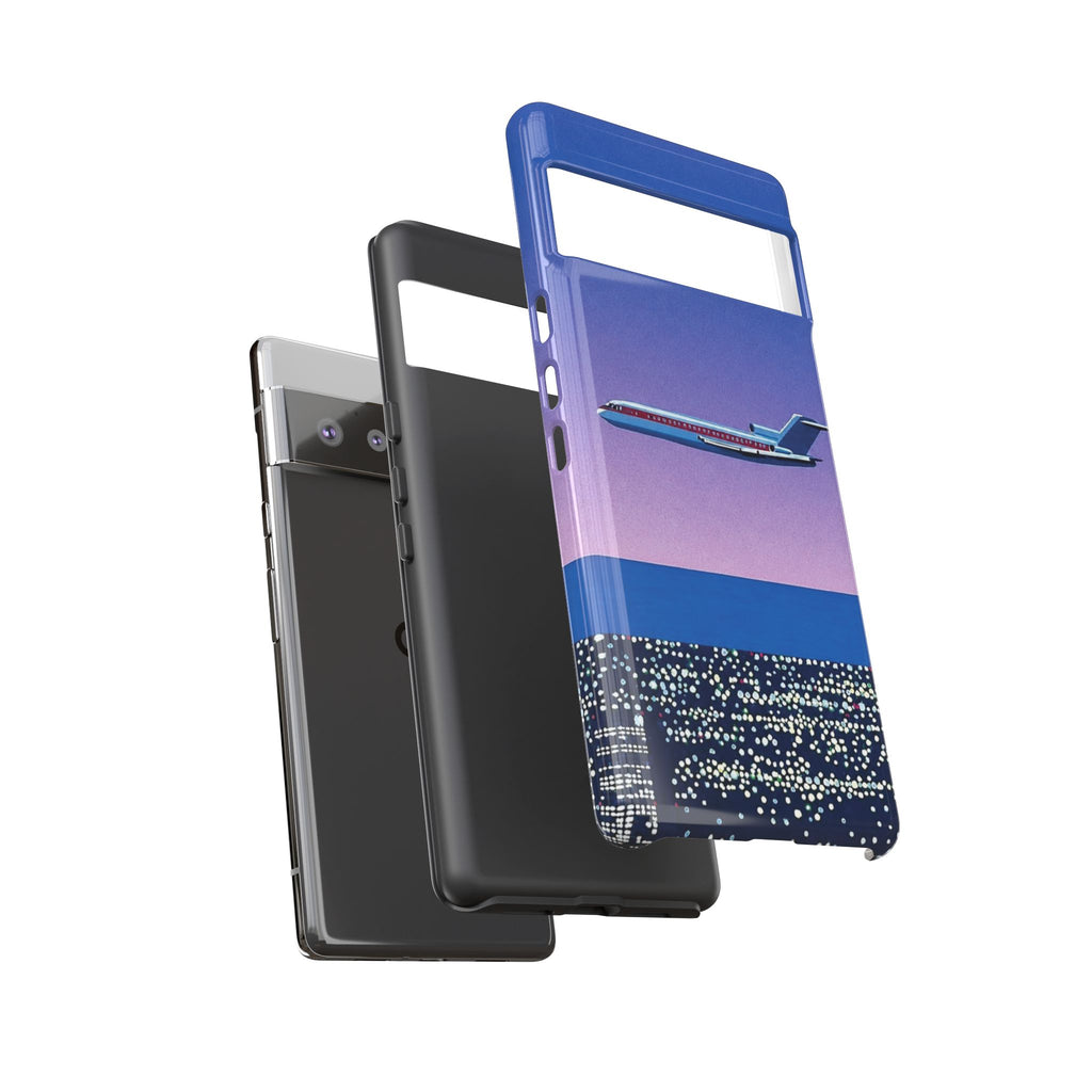 Retro Airplane Phone Case — Purple Night City Vintage Art