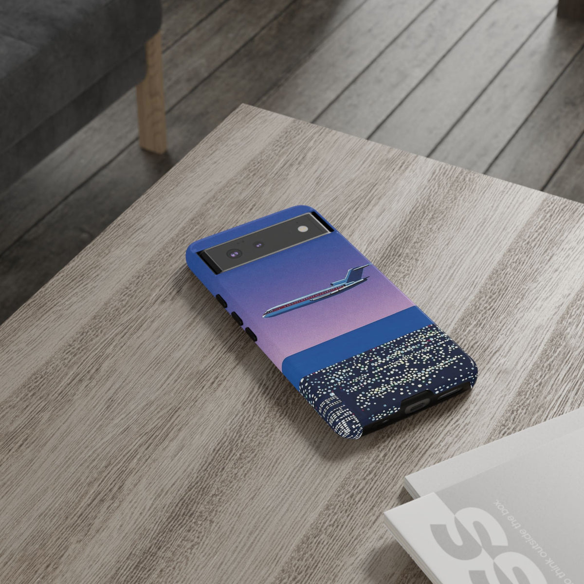Retro Airplane Phone Case — Purple Night City Vintage Art