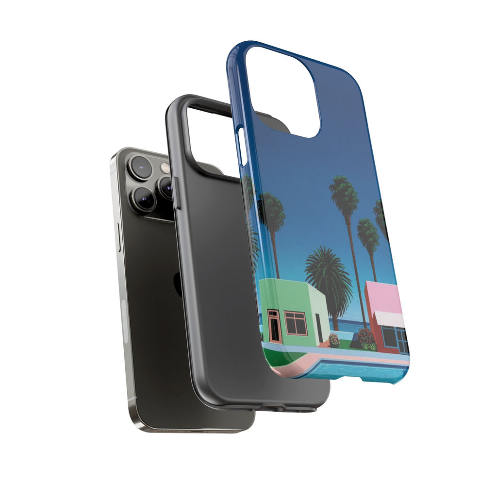 Beach House Phone Case — Pastel Palm Trees Cobalt Blue Sky