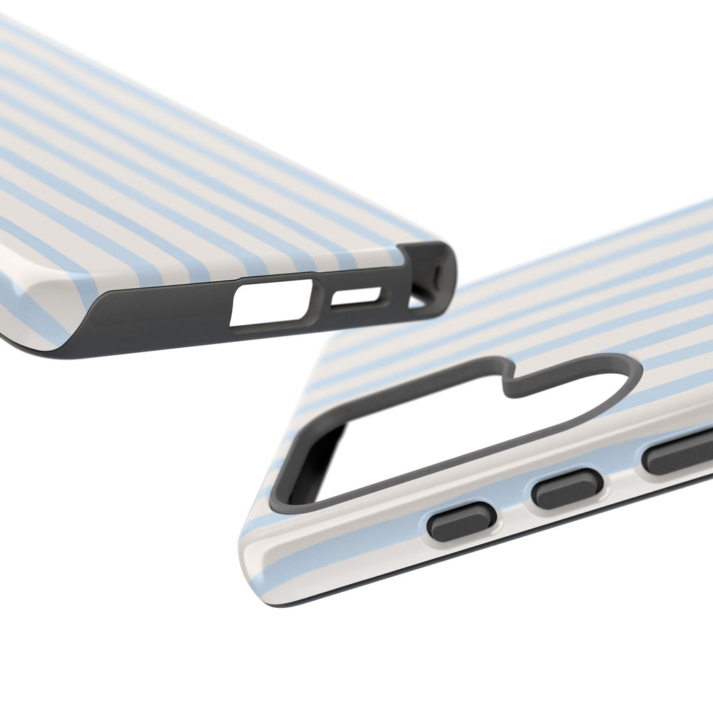 Baby Blue Stripe Phone Case — Soft Wavy Lines Cream Aesthetic