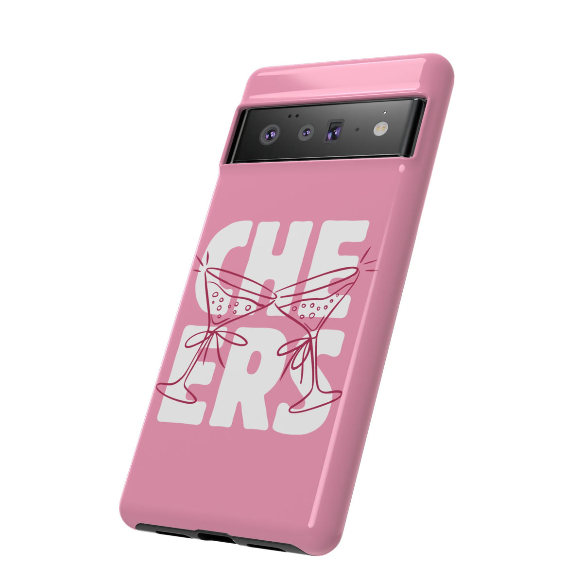 Cheers Phone Case — Pink Martini Glasses Bold Bubblegum