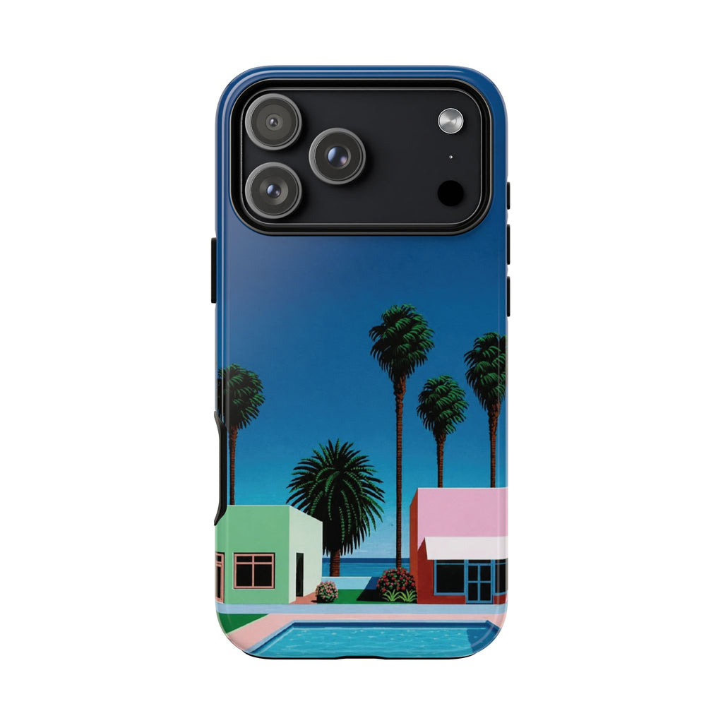 Beach House Phone Case — Pastel Palm Trees Cobalt Blue Sky