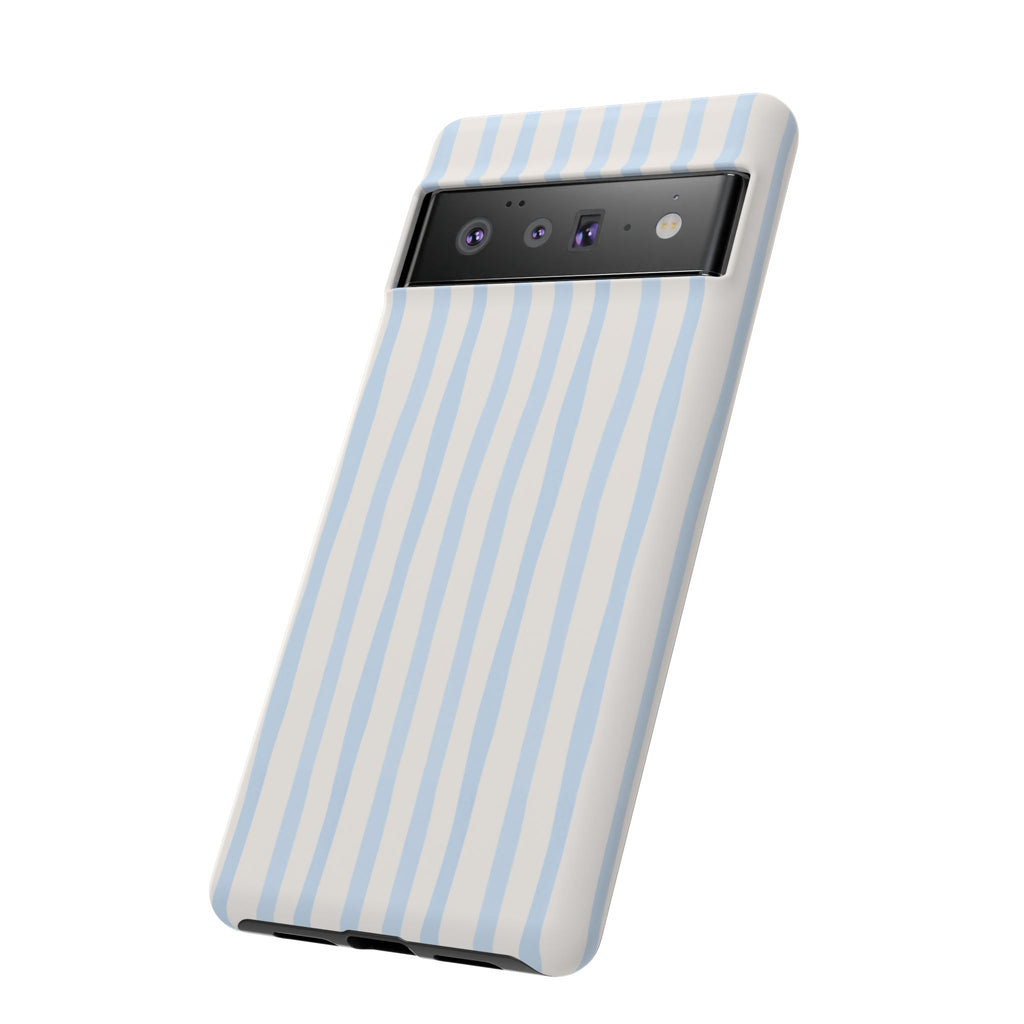 Baby Blue Stripe Phone Case — Soft Wavy Lines Cream Aesthetic