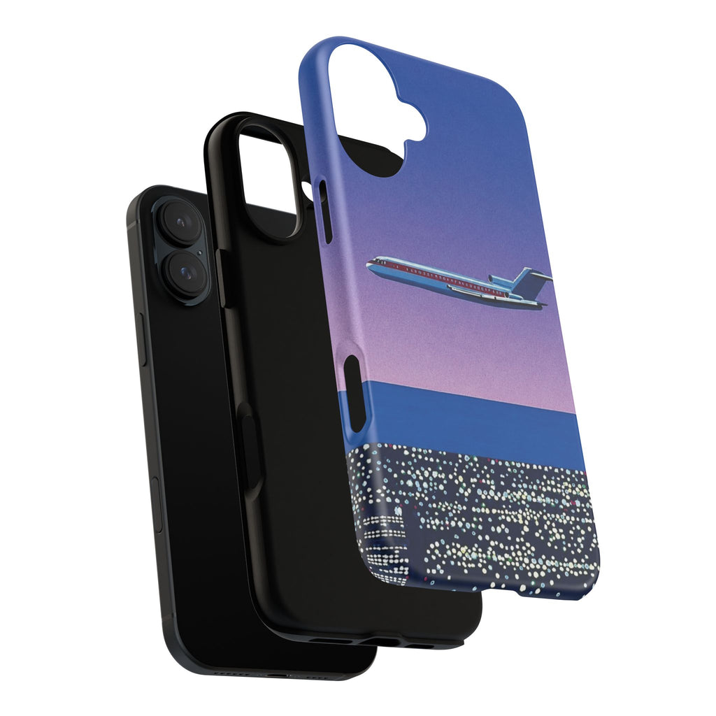 Retro Airplane Phone Case — Purple Night City Vintage Art