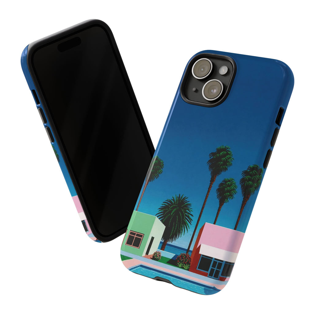 Beach House Phone Case — Pastel Palm Trees Cobalt Blue Sky