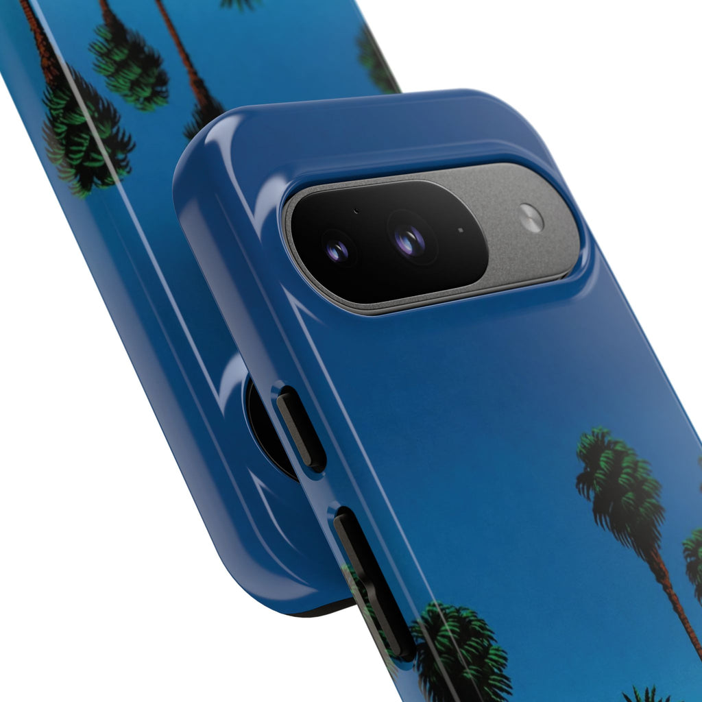 Beach House Phone Case — Pastel Palm Trees Cobalt Blue Sky