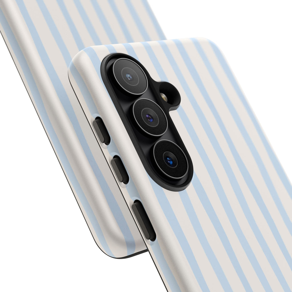Baby Blue Stripe Phone Case — Soft Wavy Lines Cream Aesthetic