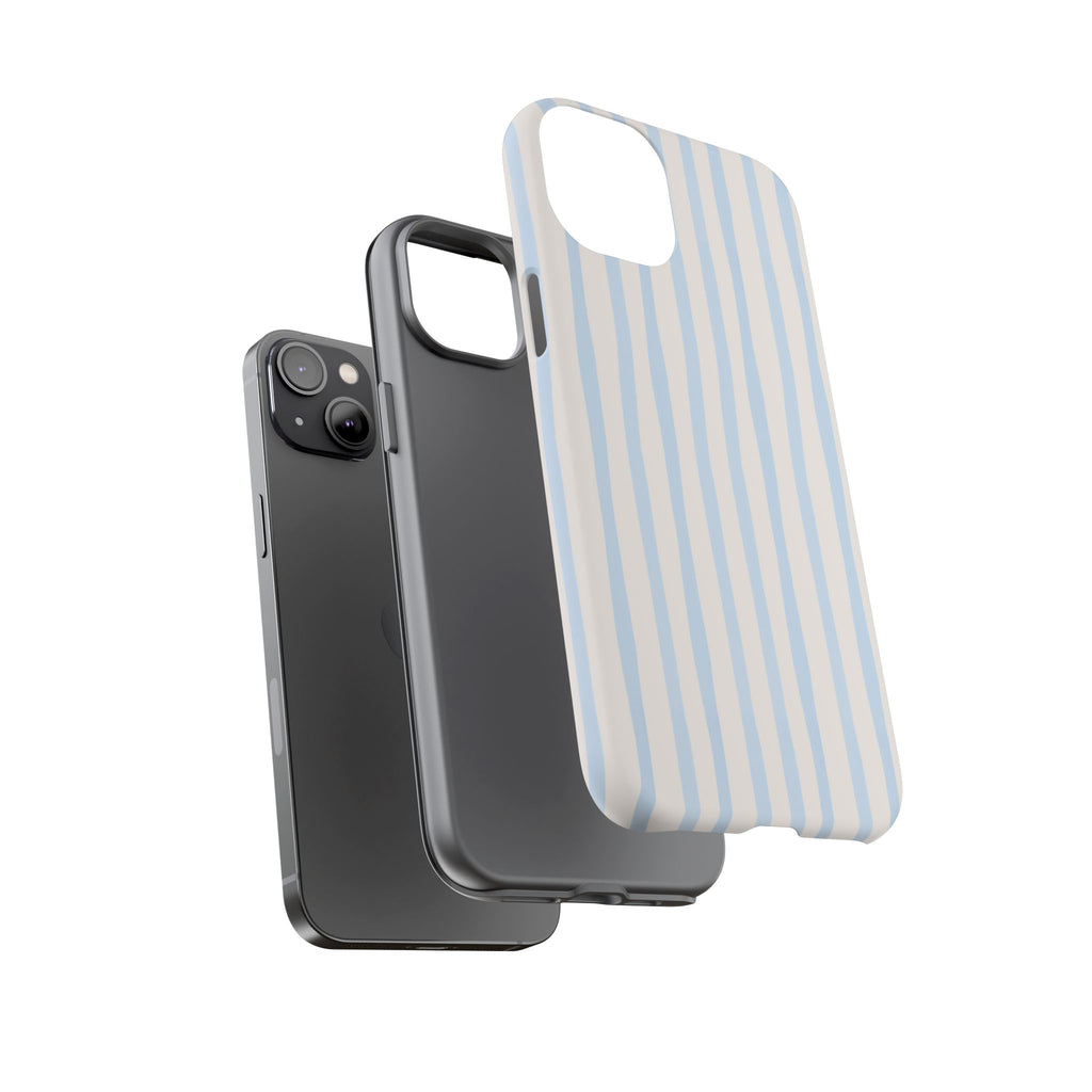 Baby Blue Stripe Phone Case — Soft Wavy Lines Cream Aesthetic