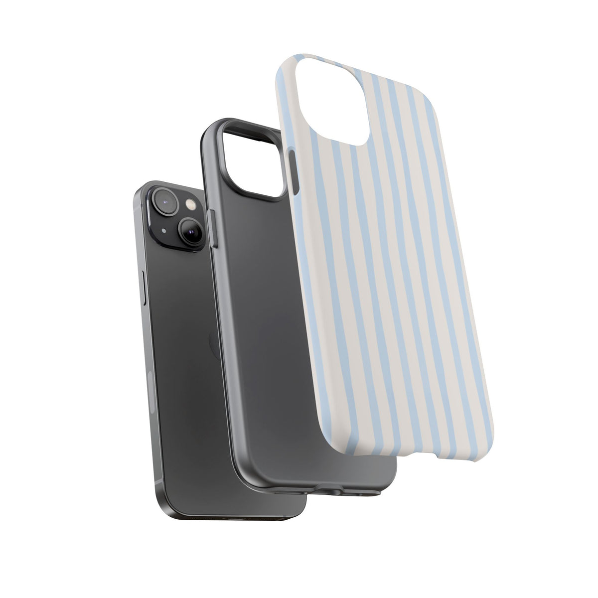 Baby Blue Stripe Phone Case — Soft Wavy Lines Cream Aesthetic