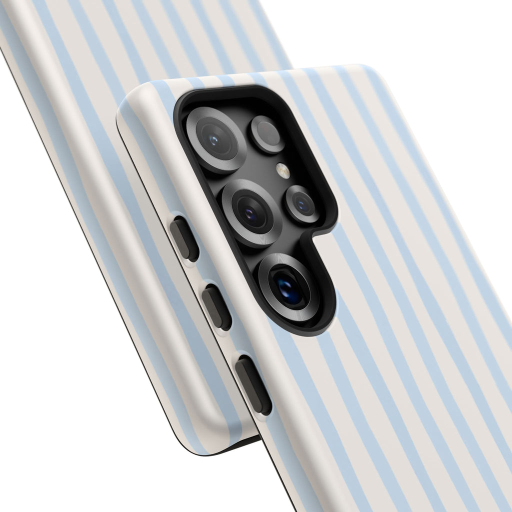 Baby Blue Stripe Phone Case — Soft Wavy Lines Cream Aesthetic
