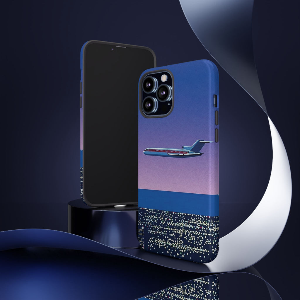 Retro Airplane Phone Case — Purple Night City Vintage Art