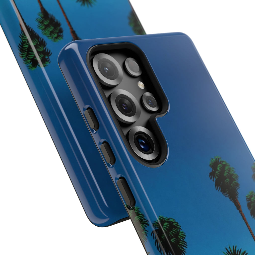 Beach House Phone Case — Pastel Palm Trees Cobalt Blue Sky