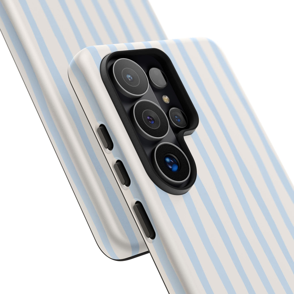 Baby Blue Stripe Phone Case — Soft Wavy Lines Cream Aesthetic