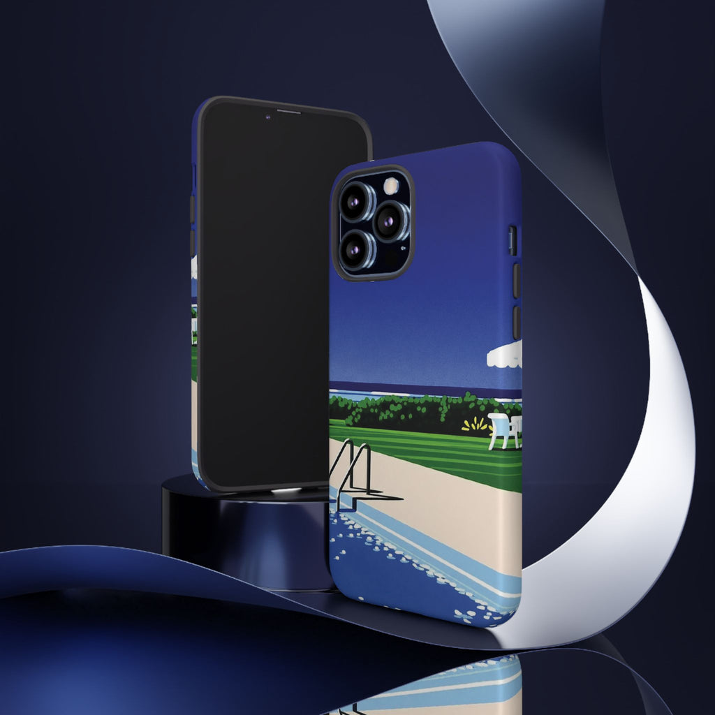 Poolside Phone Case — Bold Blue Summer Art Illustration