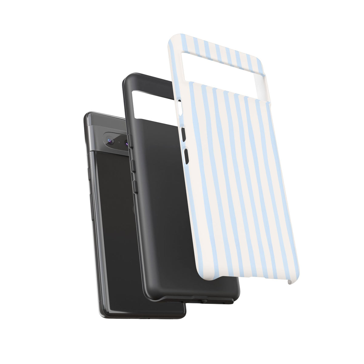 Baby Blue Stripe Phone Case — Soft Wavy Lines Cream Aesthetic