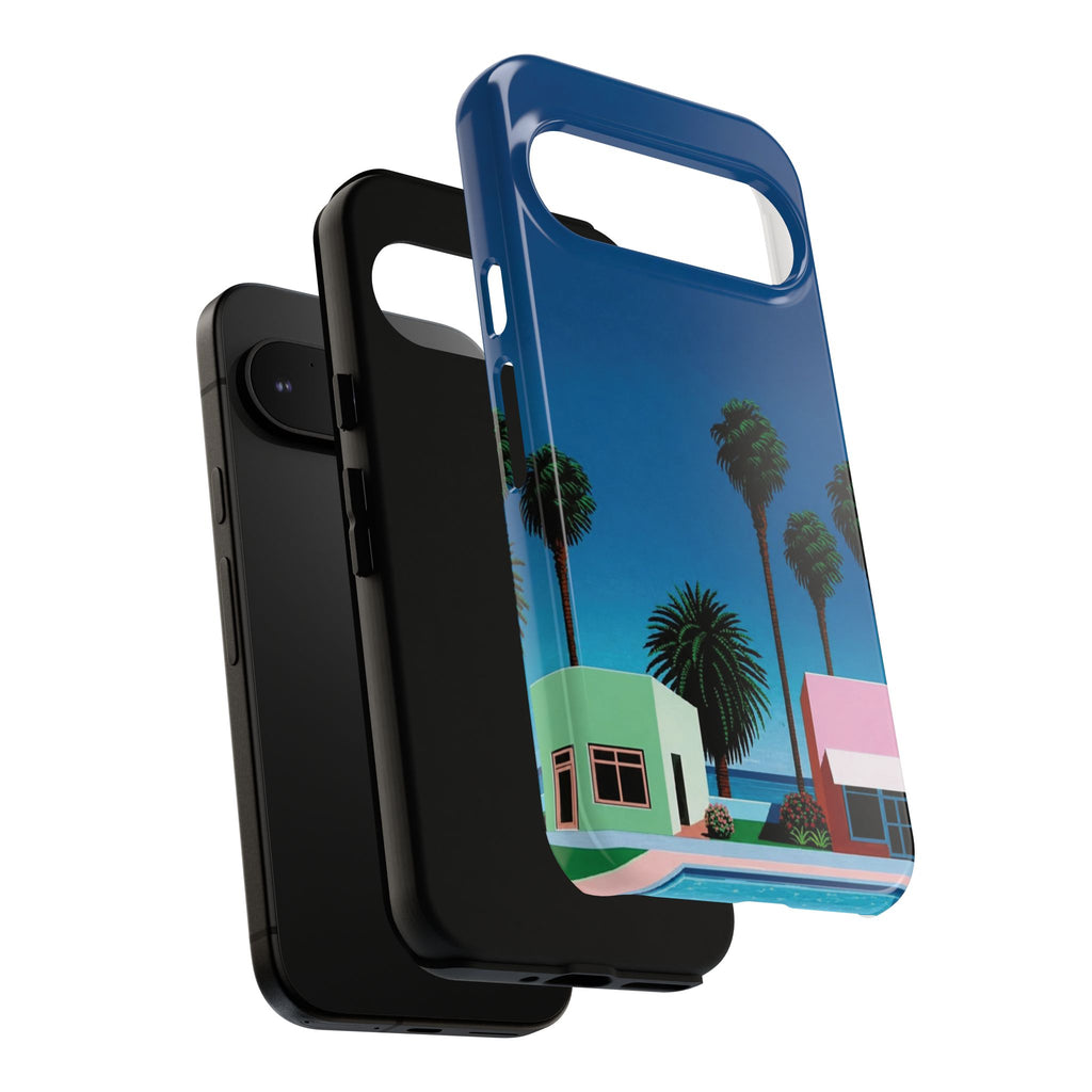 Beach House Phone Case — Pastel Palm Trees Cobalt Blue Sky