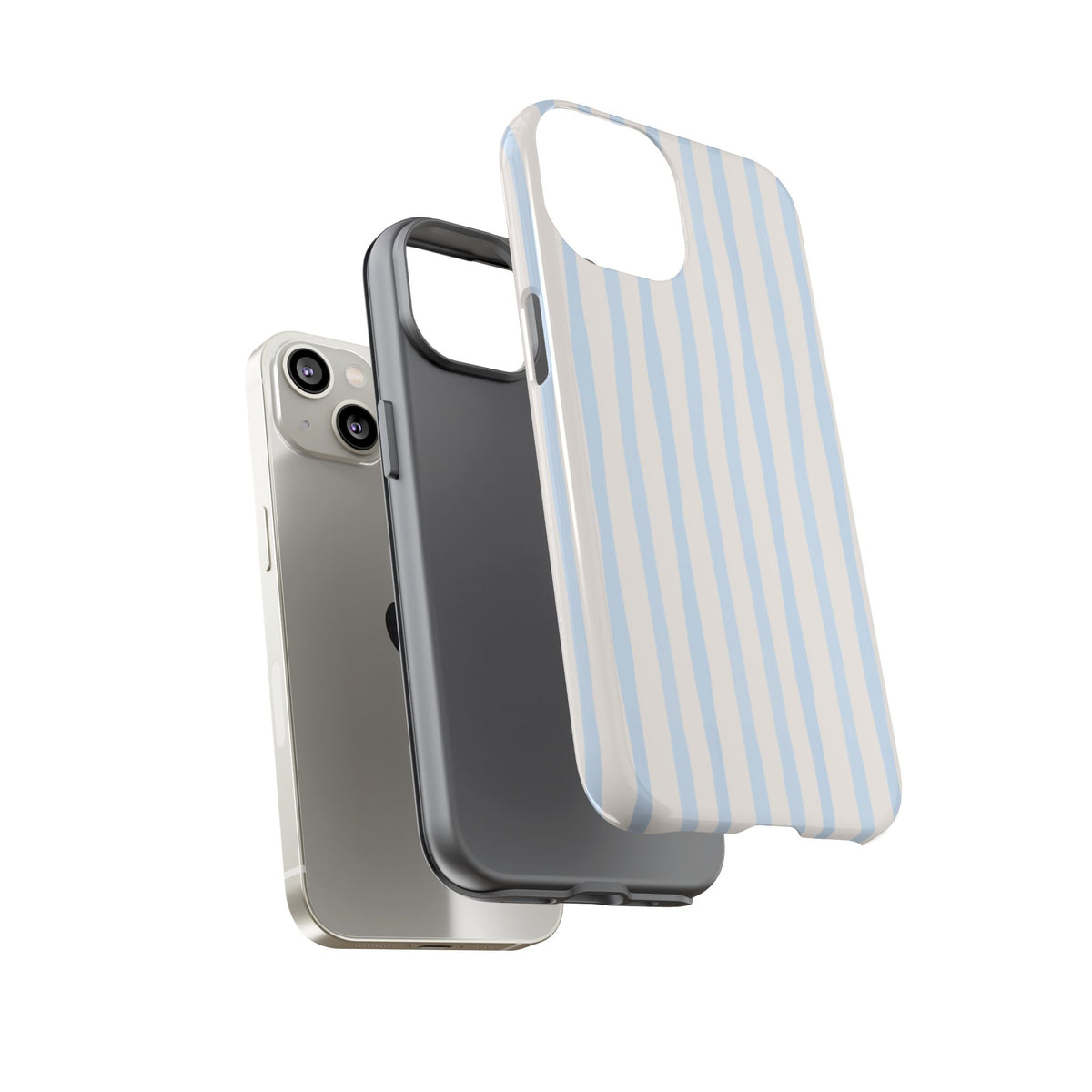 Baby Blue Stripe Phone Case — Soft Wavy Lines Cream Aesthetic