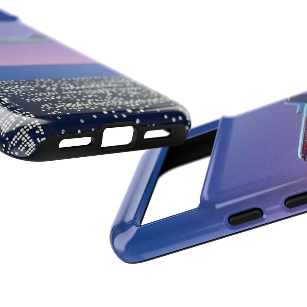 Retro Airplane Phone Case — Purple Night City Vintage Art