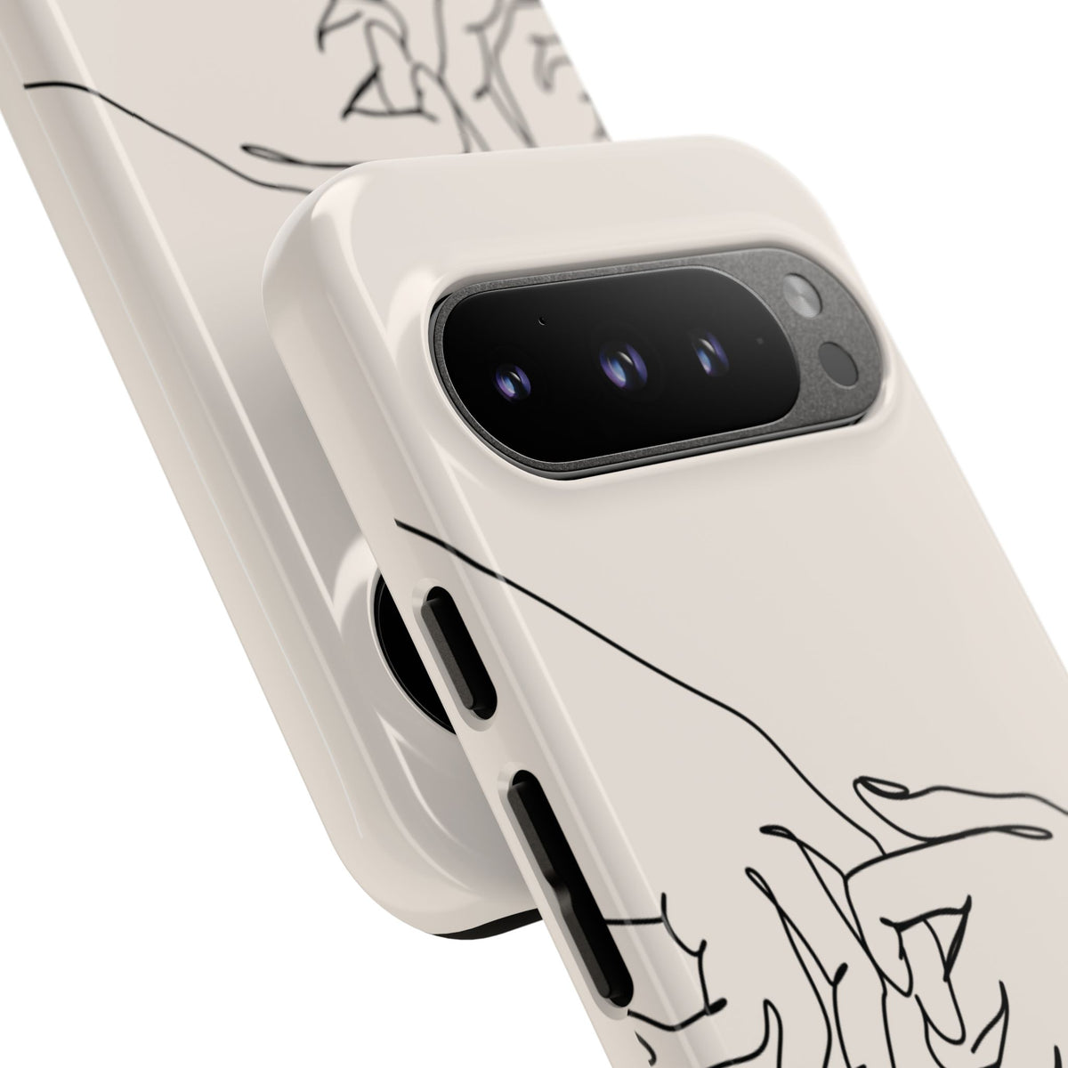 Holding Hands Phone Case — Minimalist Line Art Cream Romantic