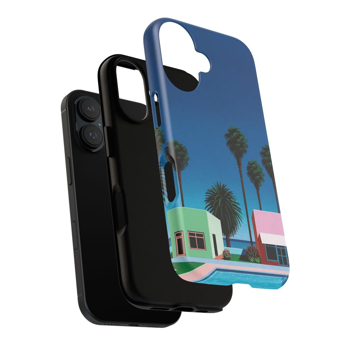 Beach House Phone Case — Pastel Palm Trees Cobalt Blue Sky