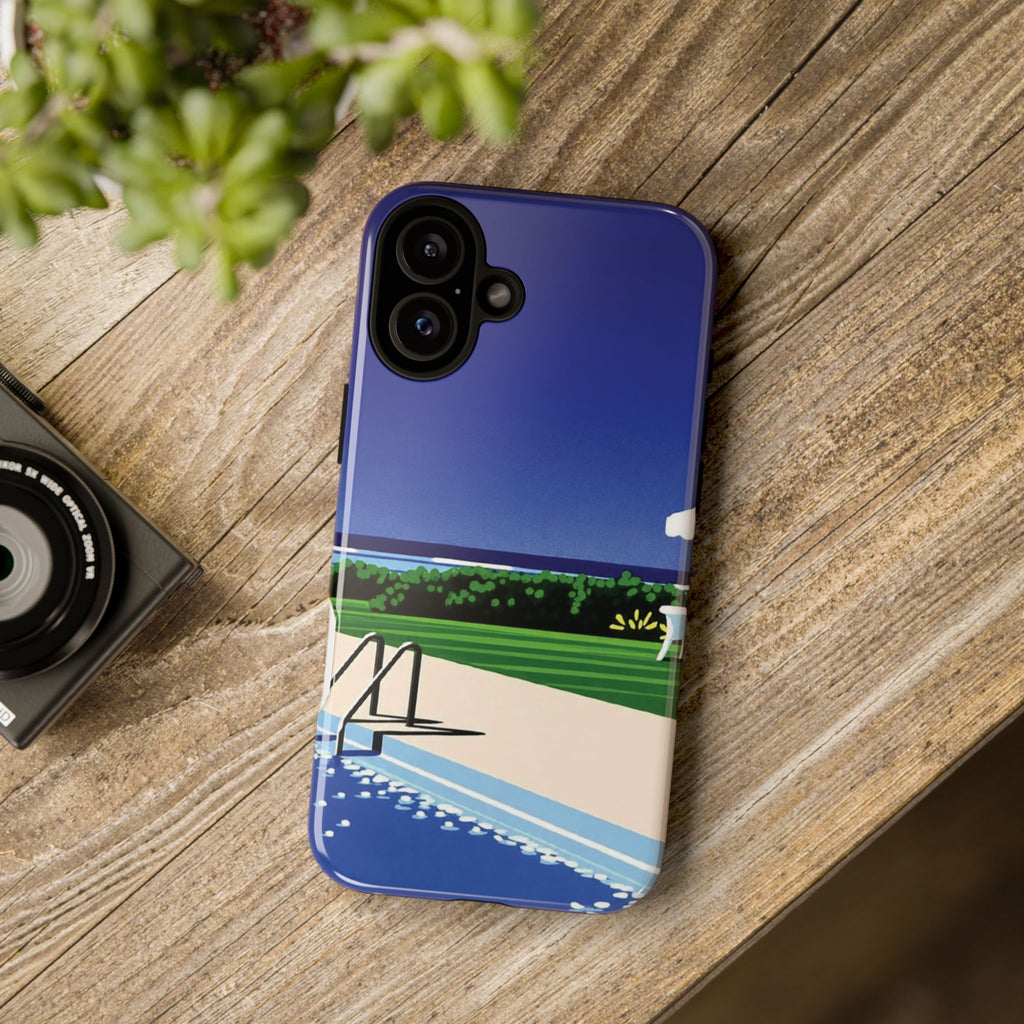 Poolside Phone Case — Bold Blue Summer Art Illustration