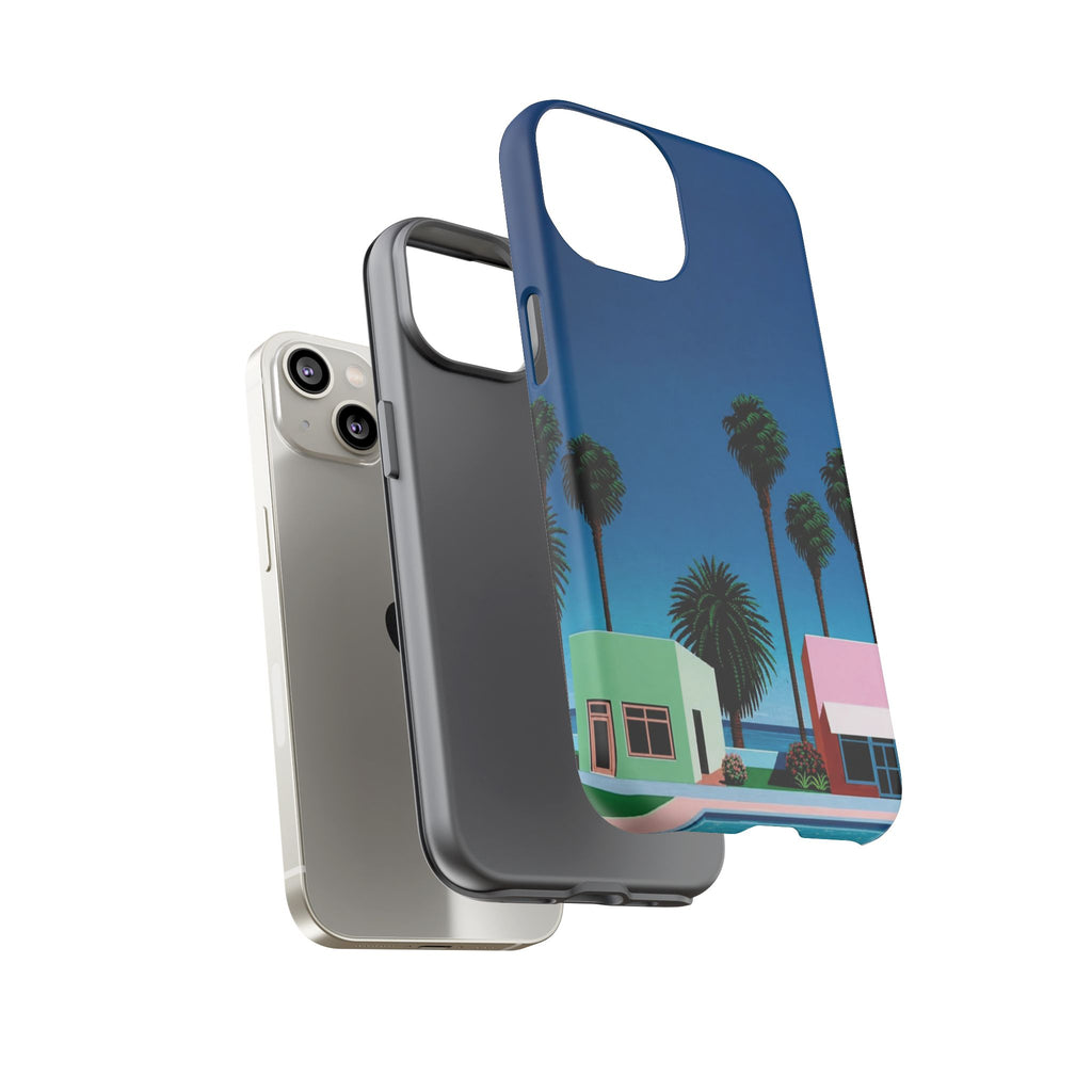 Beach House Phone Case — Pastel Palm Trees Cobalt Blue Sky