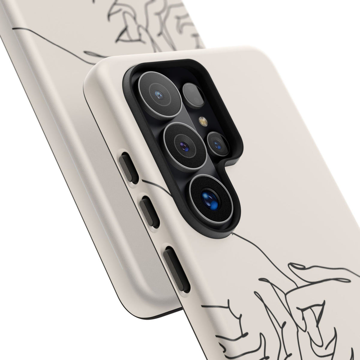 Holding Hands Phone Case — Minimalist Line Art Cream Romantic
