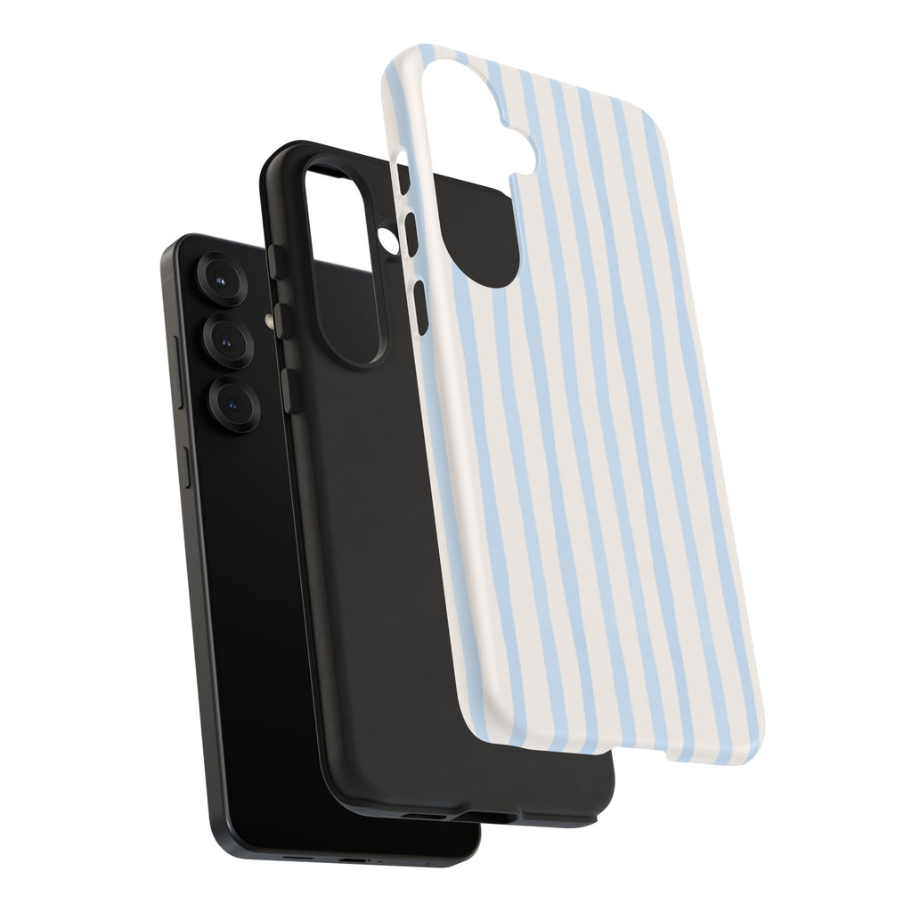 Baby Blue Stripe Phone Case — Soft Wavy Lines Cream Aesthetic