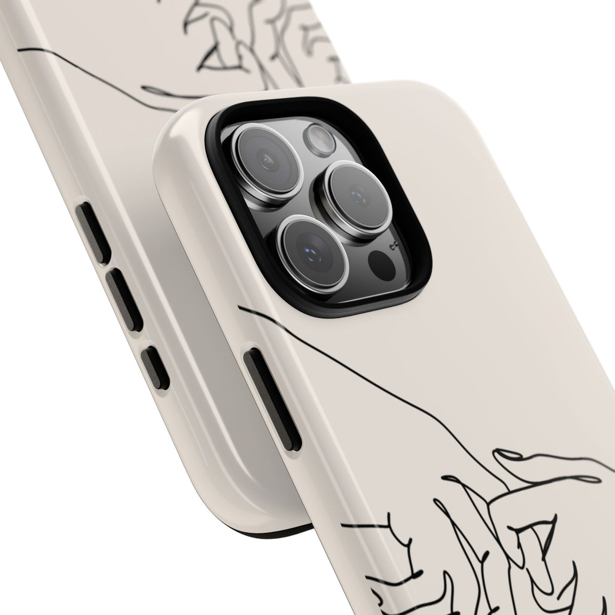 Holding Hands Phone Case — Minimalist Line Art Cream Romantic