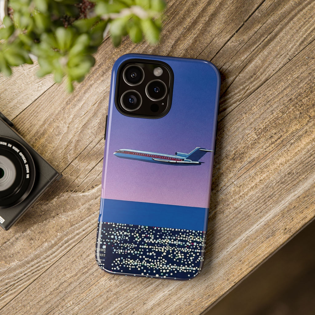 Retro Airplane Phone Case — Purple Night City Vintage Art