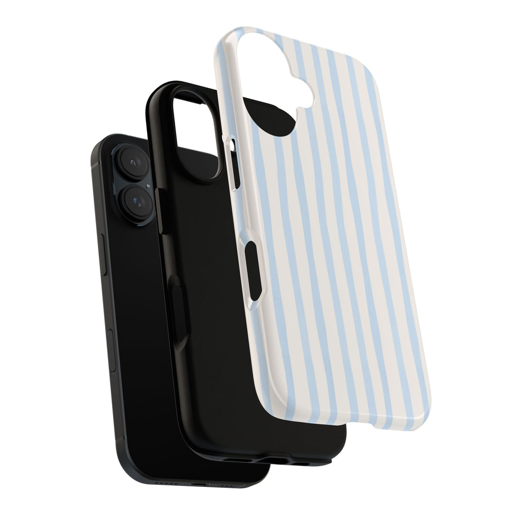 Baby Blue Stripe Phone Case — Soft Wavy Lines Cream Aesthetic