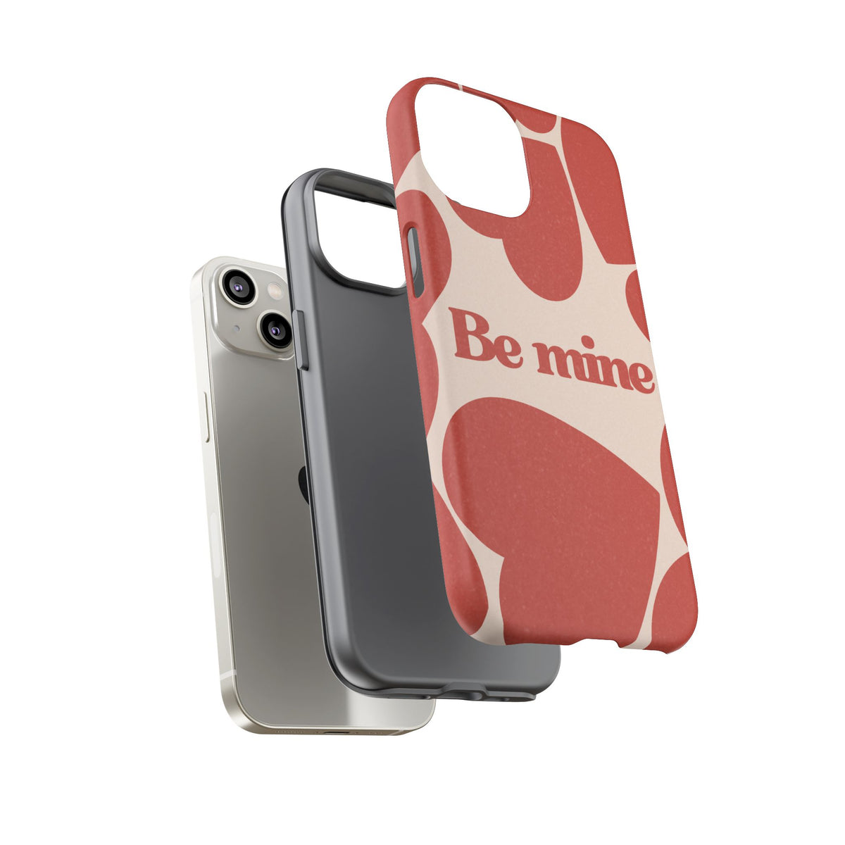 Be Mine Phone Case — Retro Hearts Terracotta Cream Romantic