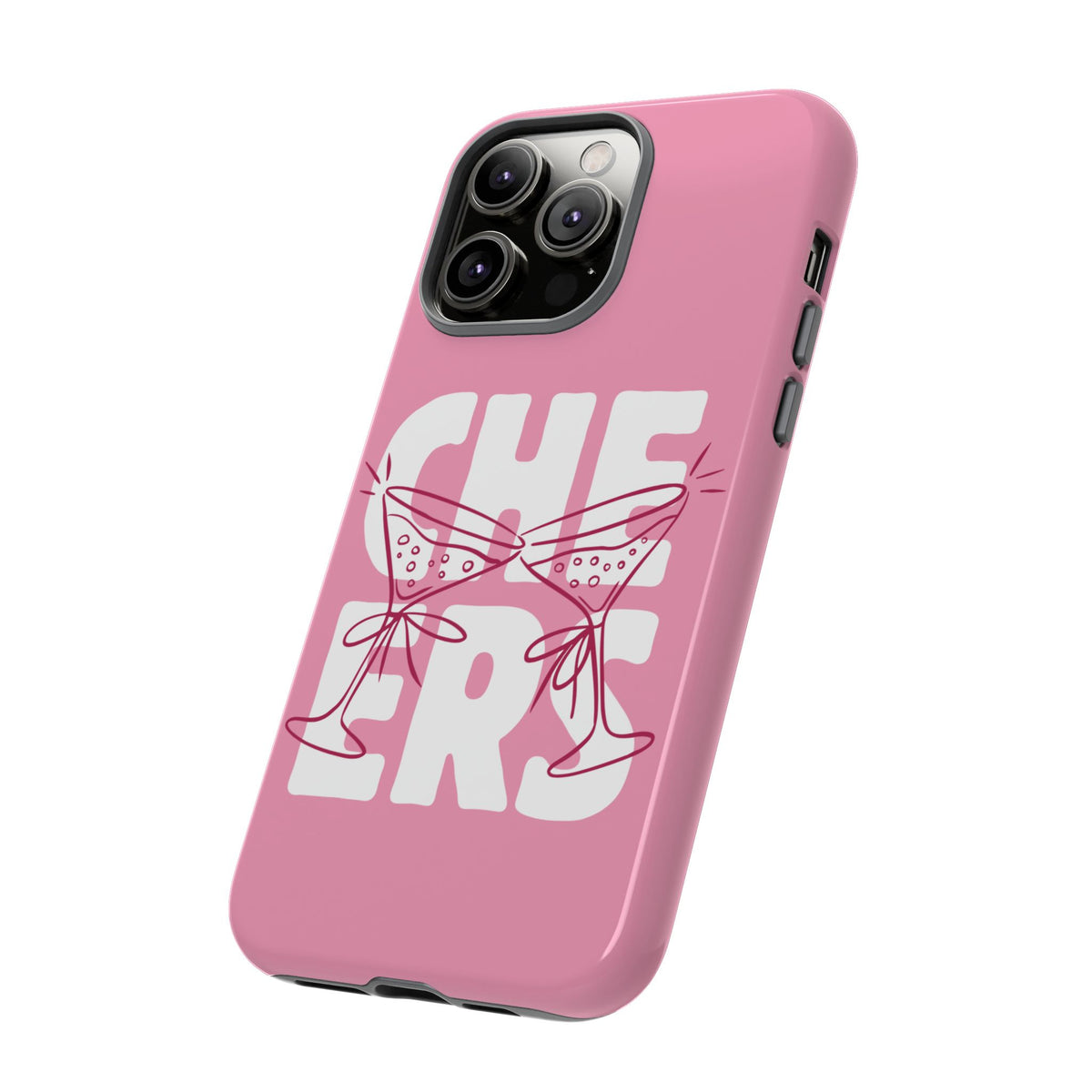 Cheers Phone Case — Pink Martini Glasses Bold Bubblegum