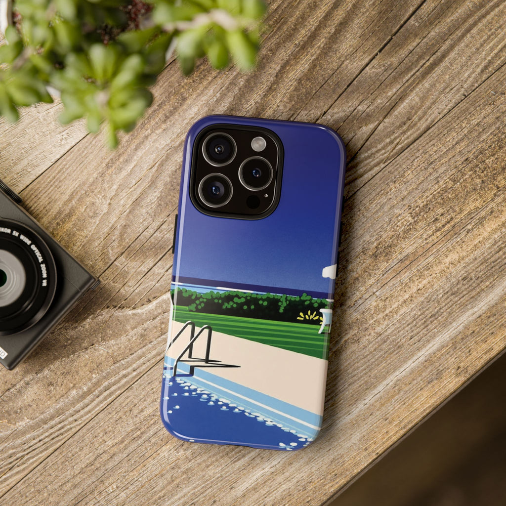 Poolside Phone Case — Bold Blue Summer Art Illustration